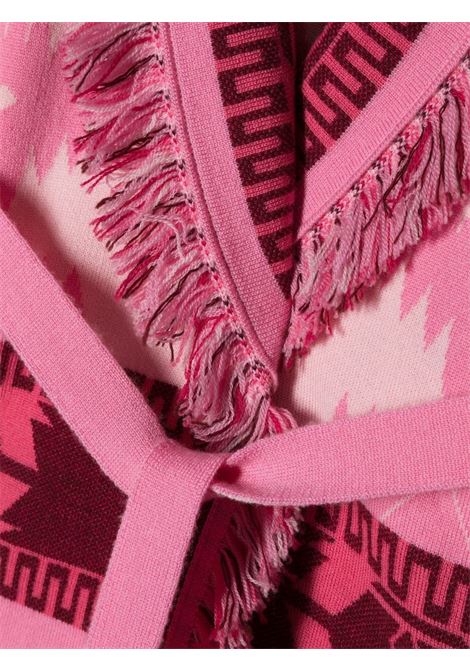 Pink jacquard-icon fringed wrap cardigan - kids ALANUI KIDS | LGHB002S23KNI0023034