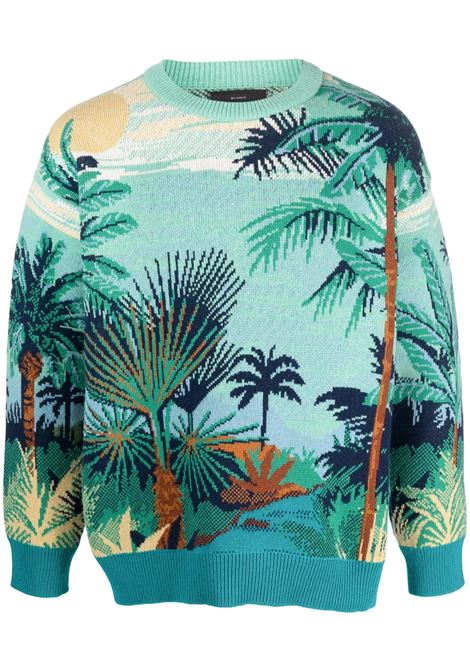 Multicolour palm tree-print jumper - men ALANUI | LMHE033S23KNI0034845