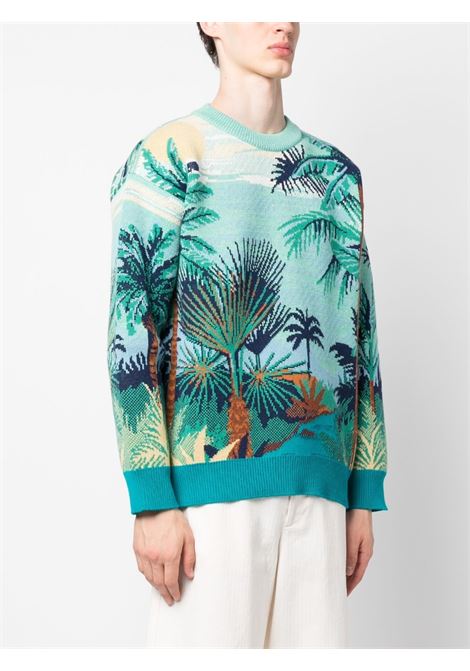 Multicolour palm tree-print jumper - men ALANUI | LMHE033S23KNI0034845