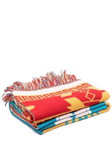 Multicolored jacquard fringed blanket - unisex ALANUI | LMRO008S23KNI0014001
