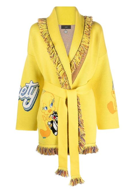 Yellow Tweety belted cardigan - women ALANUI | LWHB064S23KNI0101840