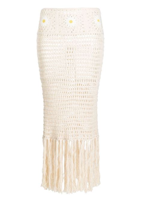 White Daisy Crochet Skirt - women ALANUI | LWHL013S23KNI0010101