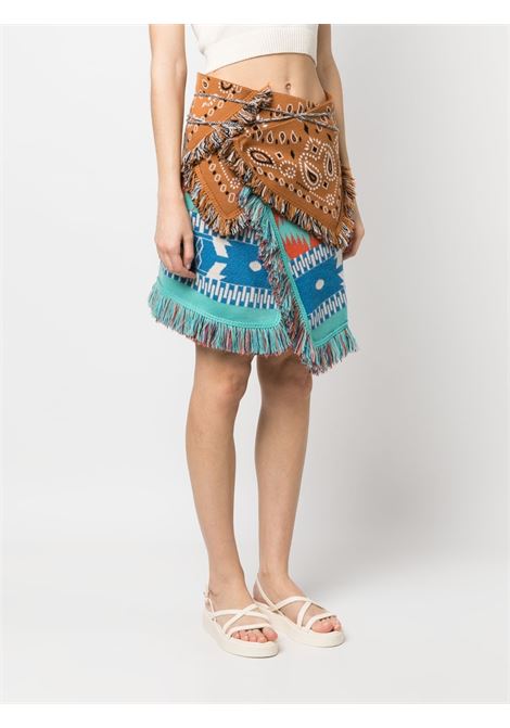 Brown and multicolour Icon bandana-print skirt - women ALANUI | LWHL015S23KNI0026423