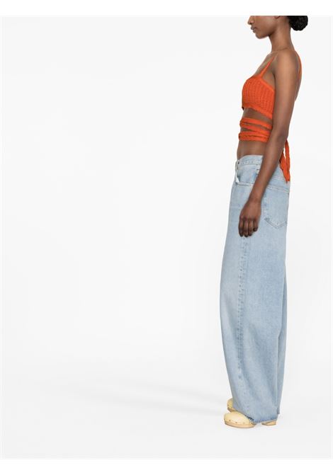 Orange crochet-knit sleeveless top - women ALANUI | LWHR003S23KNI0012121