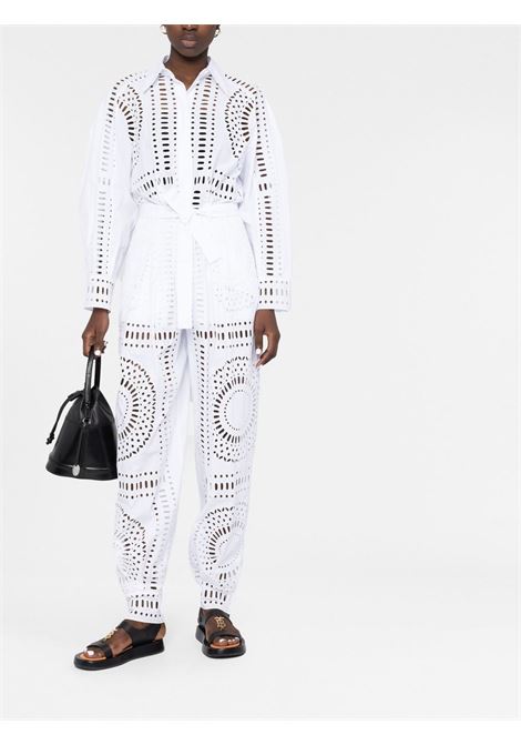 White broderie anglaise belted jumpsuit - women ALBERTA FERRETTI | A047316320001