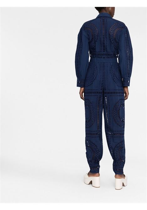 Blue broderie anglaise belted jumpsuit - women ALBERTA FERRETTI | A047316320290
