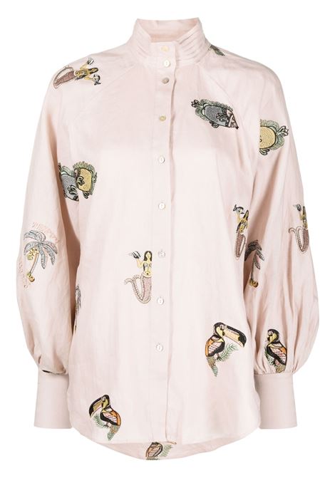 Light pink Vacay embroidered shirt - women  ALEMAIS | 1272TPRMRS