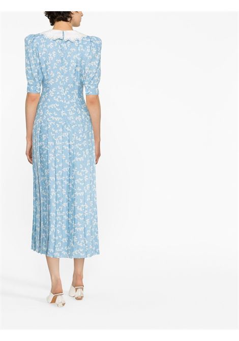 Light blue butterfly-print pleated midi dress - women ALESSANDRA RICH | FAB3162F37711871