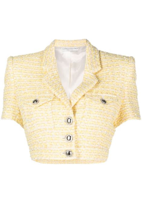 Yellow tweed short-sleeve cropped jacket - women ALESSANDRA RICH | FAB3169F37991924