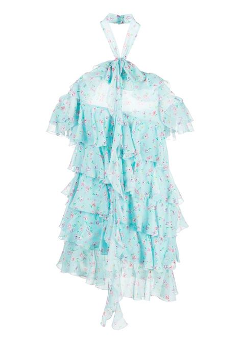 Light blue floral-print ruffled dress - women ALESSANDRA RICH | FAB3189F38271892