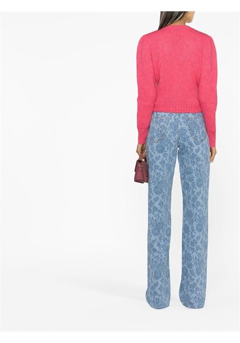 Blue floral-print wide-leg jeans - women ALESSANDRA RICH | FAB3197F38231733