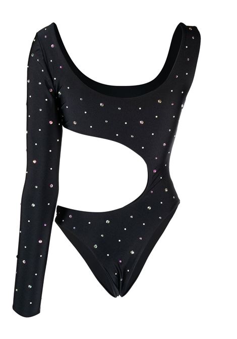 Black crystal-embellished one-sleeve swimsuit - women ALESSANDRA RICH | FAB3225F38599040