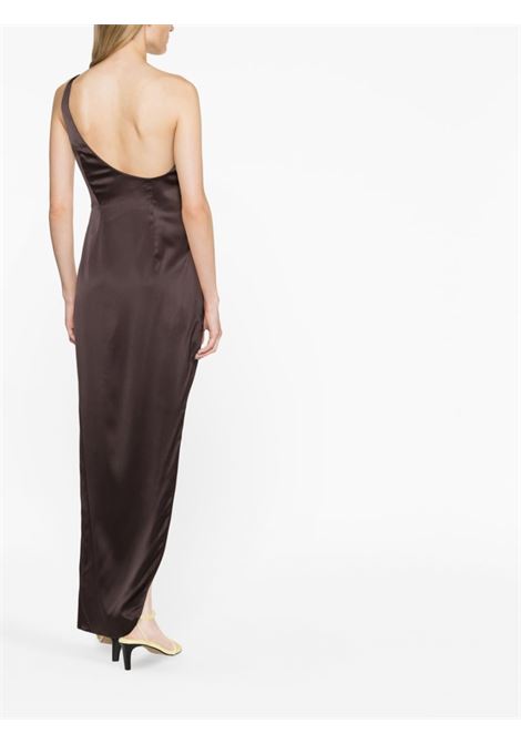 Brown one-shoulder side slit dress - women ALESSANDRA RICH | FAB3297F39121859