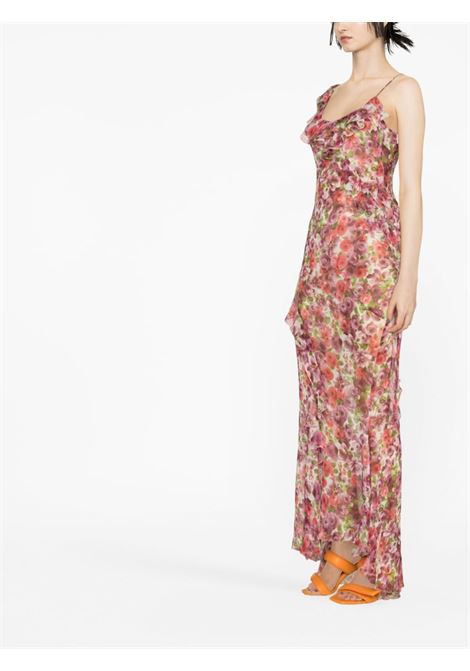 Pink floral-print ruffled maxi dress - women  ALESSANDRA RICH | FAB3314F38841917