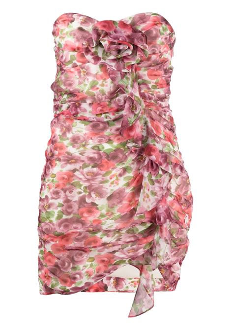 Pink floral-print ruffled mini dress - women  ALESSANDRA RICH | FAB3324F38841917
