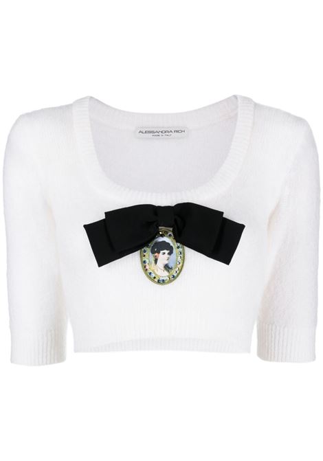 White Cameo knitted cropped  top - women ALESSANDRA RICH | FAB3385K39339001