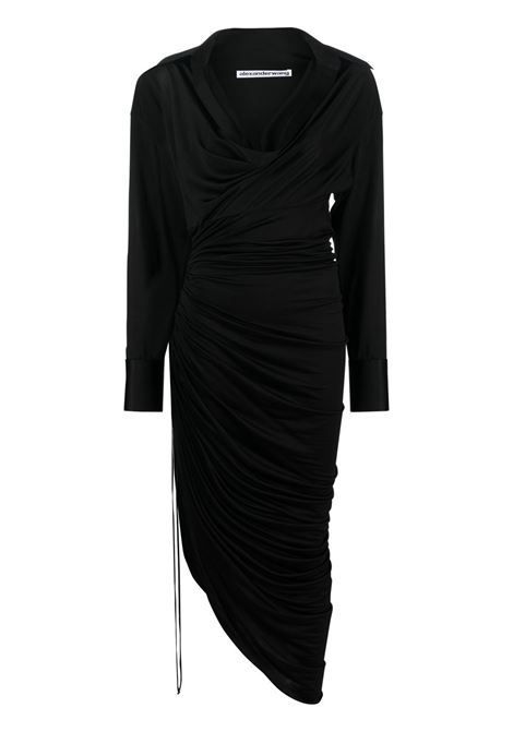 Black asymmetric V-neck dress - women ALEXANDER WANG | 1CC2236571001