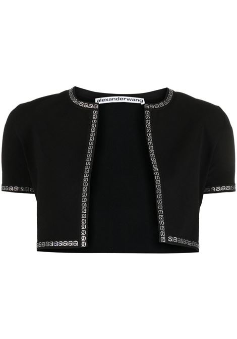 Black logo-trim cropped cardigan - women ALEXANDER WANG | 1KC2233008001