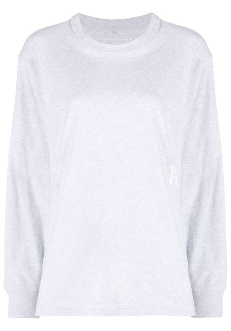 Grey logo-patch long sleeve t-shirt - women ALEXANDER WANG | 4CC3221356050