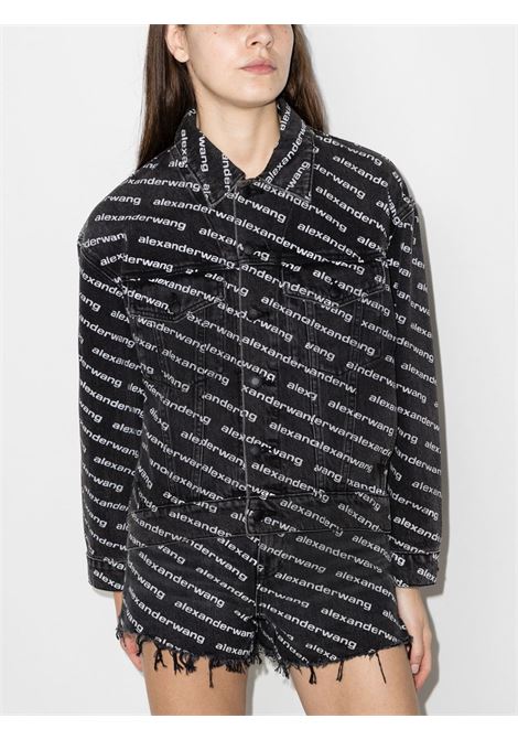 Grey and white all-over logo-print jacket - women ALEXANDER WANG | 4DC1212888060