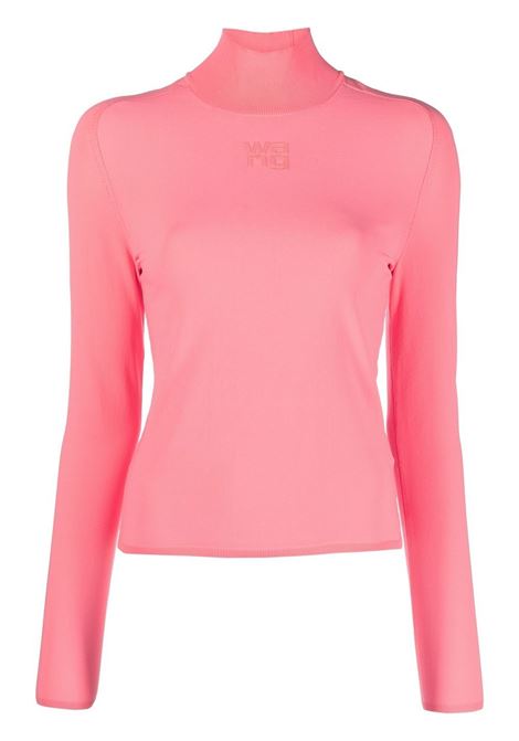 Pink roll neck embossed-logo top - women ALEXANDER WANG | 4KC1231033671A