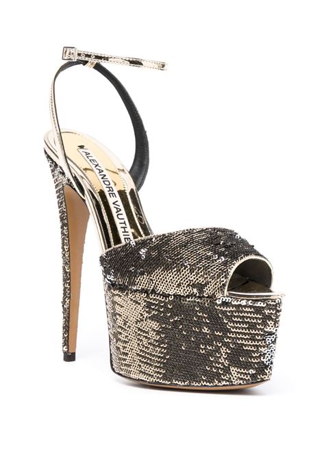 Gold sequined platform open-toe sandals - women  ALEXANDRE VAUTHIER | AVE3015002