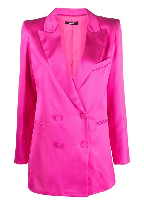 Pink double-breasted blazer - women AMEN | AMS23103033