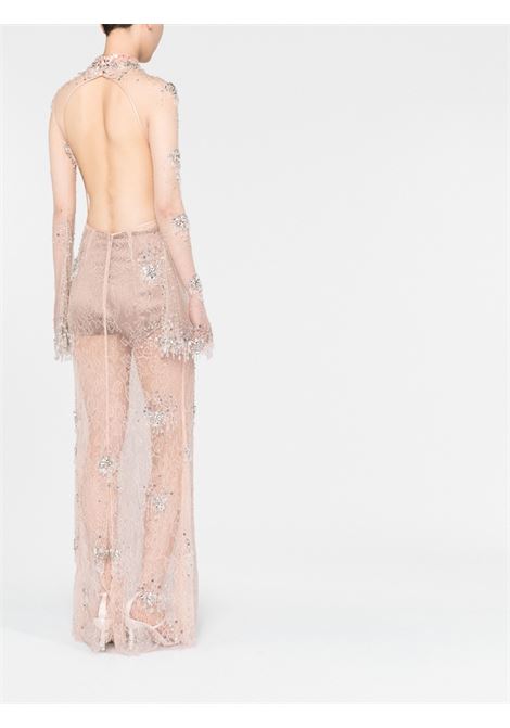 Nude beige crystal-embellished lace long dress - women  AMEN | AMS23500L78