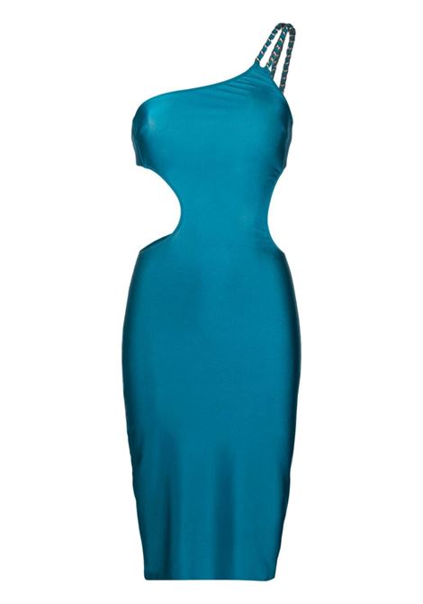 Turquoise blue cut-out one-shoulder midi dress - women AMEN | HMS23415085