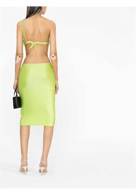 Lime green cut-out one-shoulder dress - women AMEN | HMS23415937