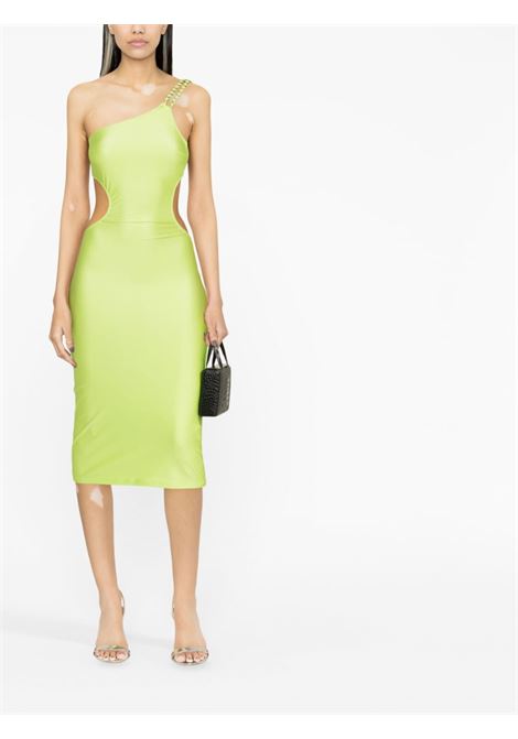 Lime green cut-out one-shoulder dress - women AMEN | HMS23415937