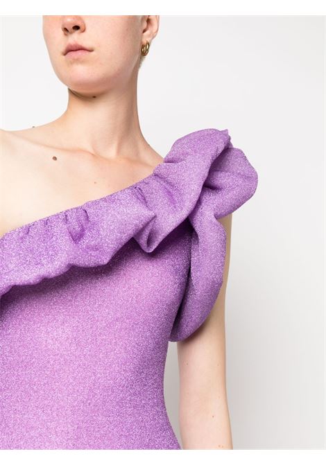 Lilac one-shoulder ruffled mini dress - women AMEN | HMS23422143