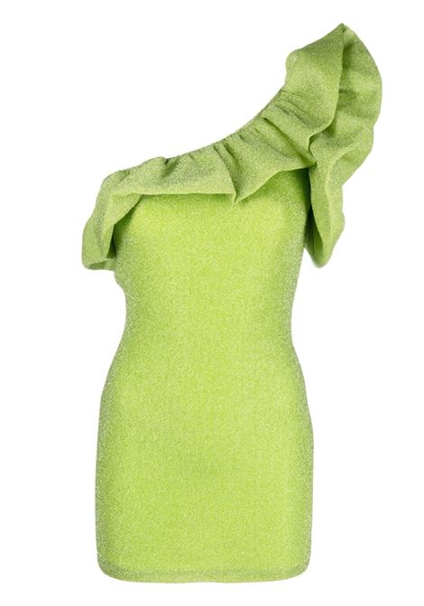 Lime green one-shoulder ruffled mini dress - women AMEN | HMS23422937