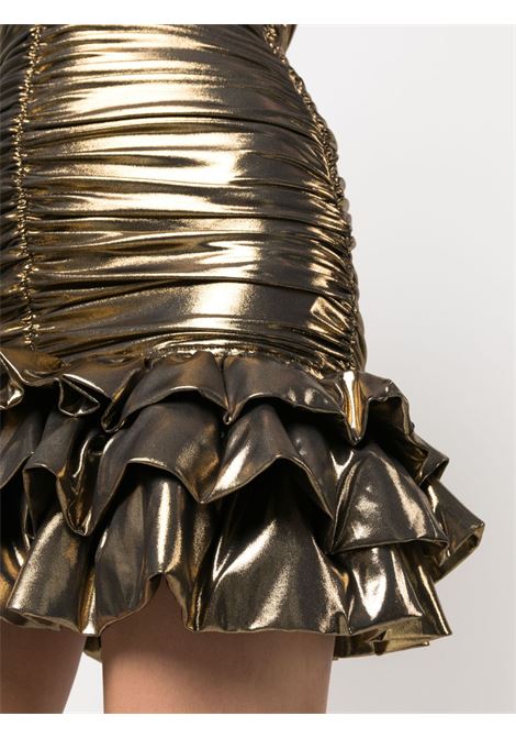 Gold strapless ruched minidress - women AMEN | HMS23428002