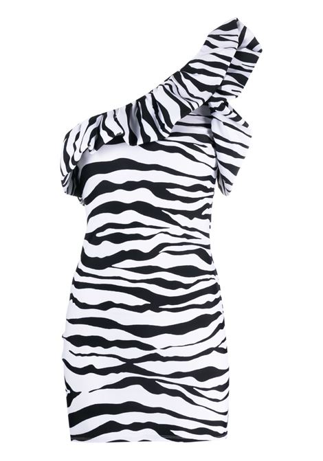 Abito corto monospalla zebrato in bianco e nero - donna AMEN | HMS23433463