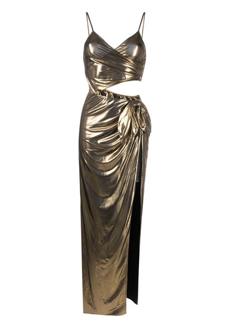 Gold metallic cut-out maxi dress - women AMEN | HMS23501002