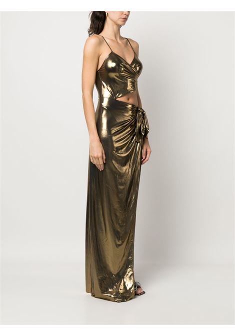Gold metallic cut-out maxi dress - women AMEN | HMS23501002