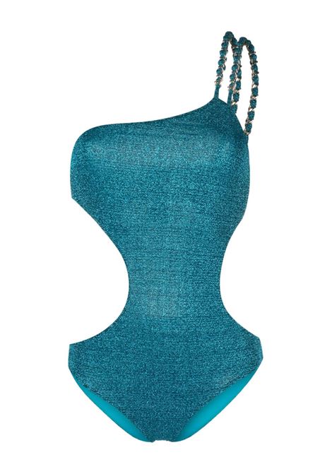 Blue and green chain-link detail stretch swimsuit - women AMEN | HMS23811085