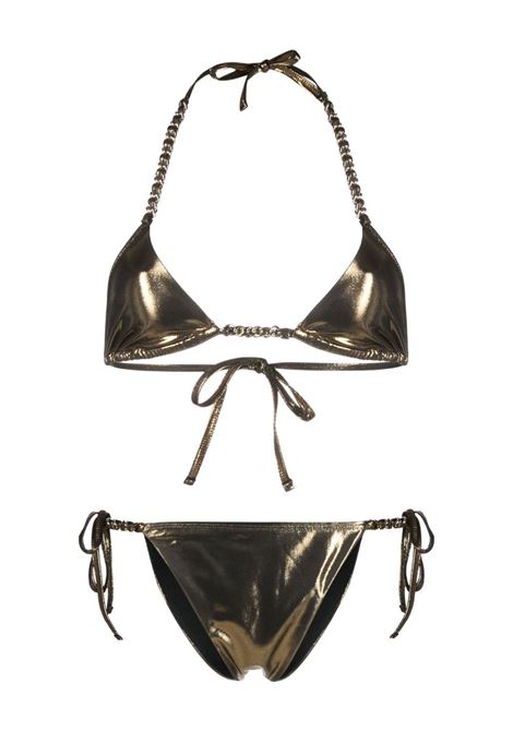 Gold chain-detail triangle bikini - women AMEN | HMS23820002