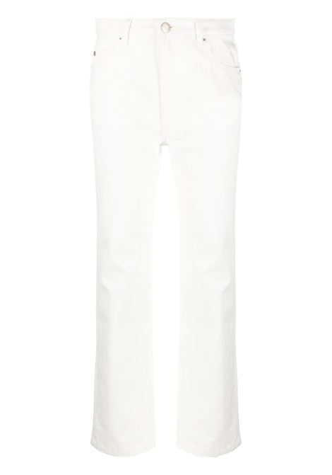 White high-waisted cropped jeans - women