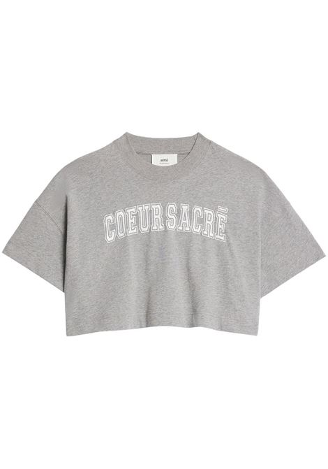 Grey coeur sacre cropped t-shirt - women AMI PARIS | FTS009726055