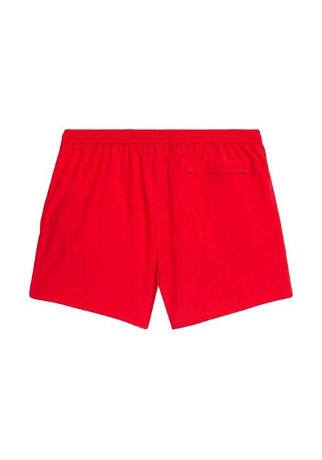 Red embroidered-logo swim shorts - men AMI PARIS | HBW001PA0004681