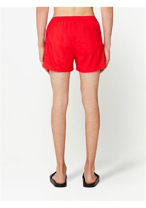 Red embroidered-logo swim shorts - men AMI PARIS | HBW001PA0004681