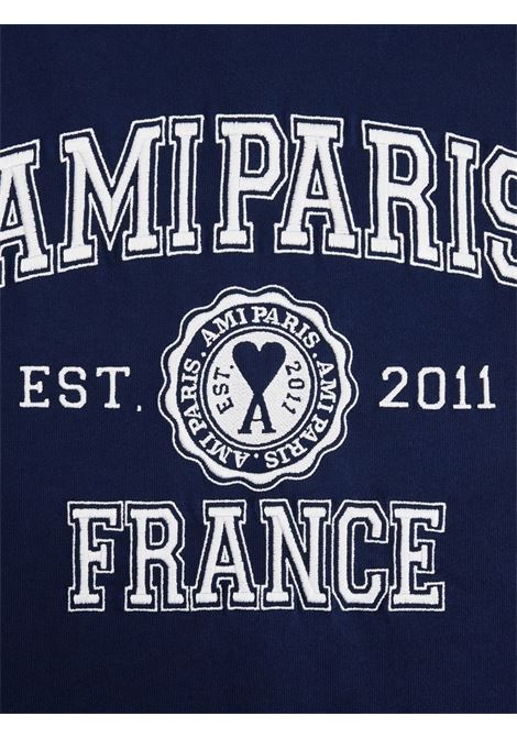 T-shirt con stampa in blu - uomo AMI PARIS | HTS008726491