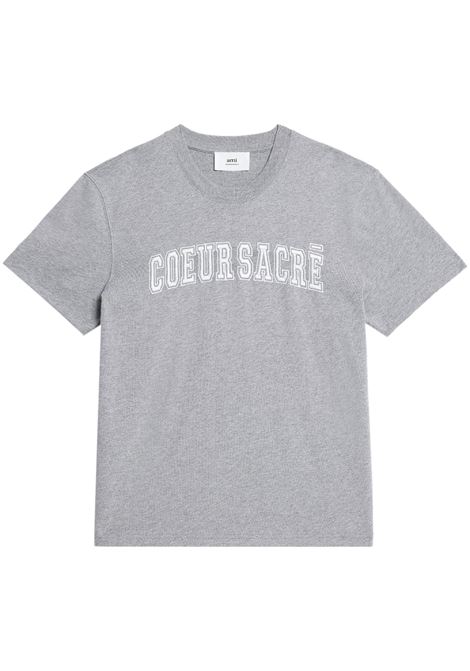T-shirt Coeur Sacré con stampa in grigio - uomo AMI PARIS | HTS009726055