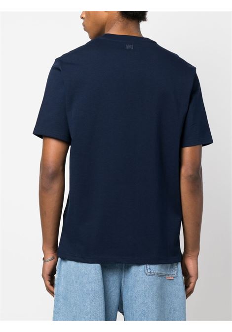 T-shirt a maniche corte in blu - uomo AMI PARIS | HTS009726491