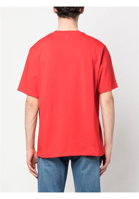 Red embroidered-logo T-shirt - men AMI PARIS | HTS009726681