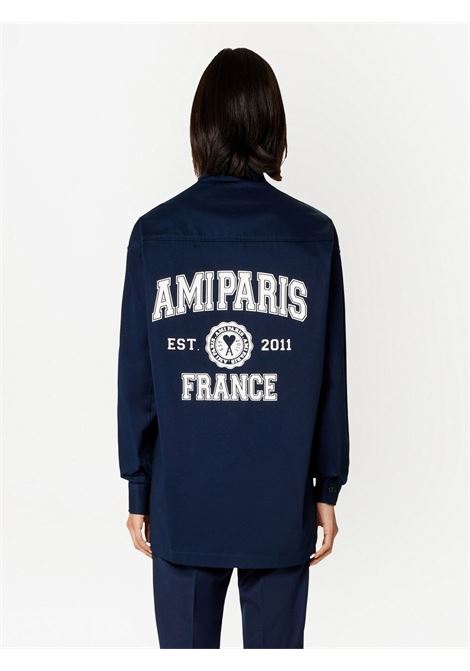 Camicia con stampa in blu - unisex AMI PARIS | UJK220CO0020491