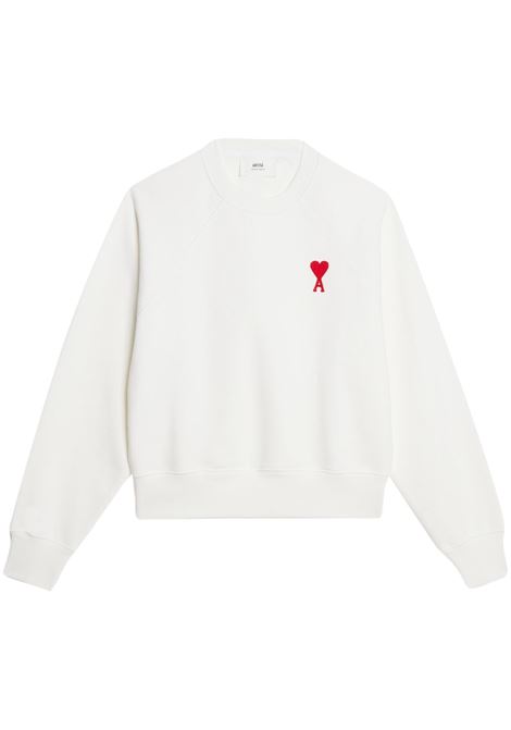 White Ami de Coeur crew neck sweatshirt - unisex AMI PARIS | USW004747175
