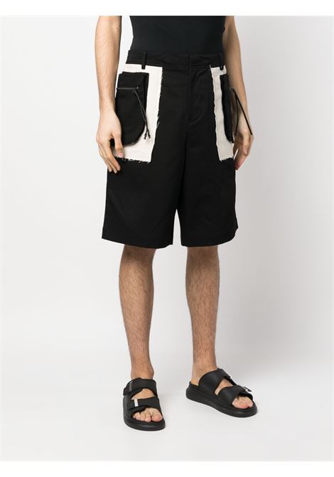 Black two-tone cargo shorts - men ANDERSSON BELL | APA641MBLK